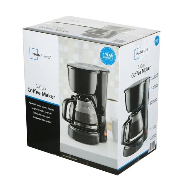 Mainstays 5-Cup Coffee Maker Machine Black Model# 511400 - Picture 1 of 3